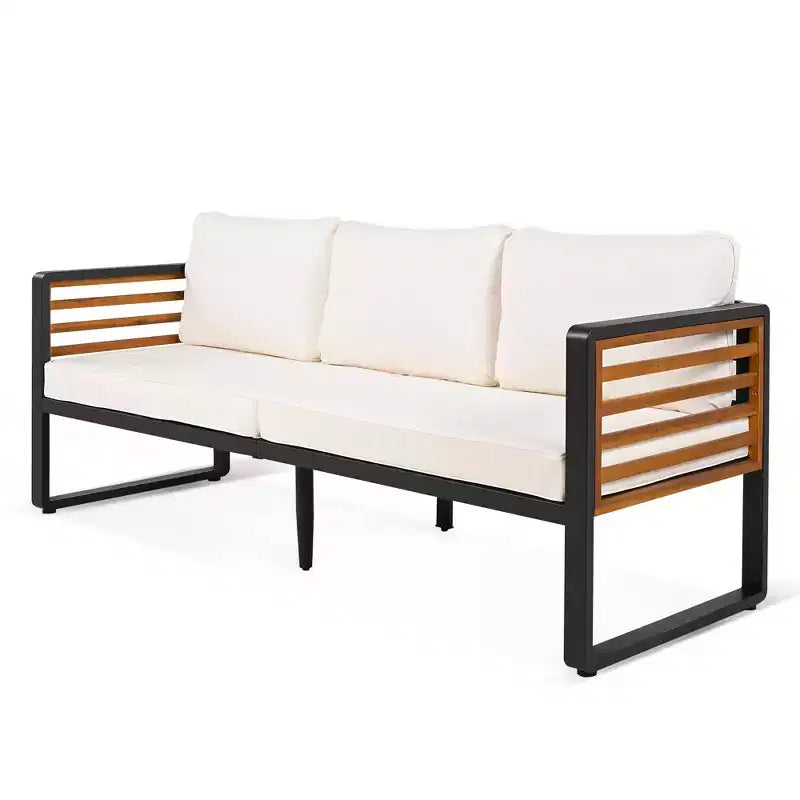 Whisen Outdoor Furniture sofa for 5 Person Conversation Set, Garden Sofa Set With Removable Cushion