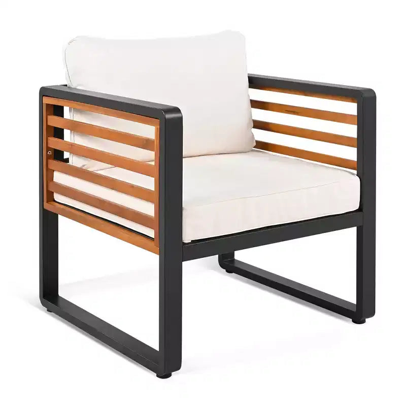 Whisen Outdoor Furniture sofa for 5 Person Conversation Set, Garden Sofa Set With Removable Cushion
