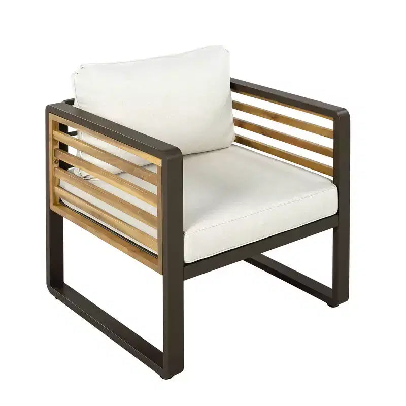 Whisen Outdoor Furniture sofa for 5 Person Conversation Set, Garden Sofa Set With Removable Cushion