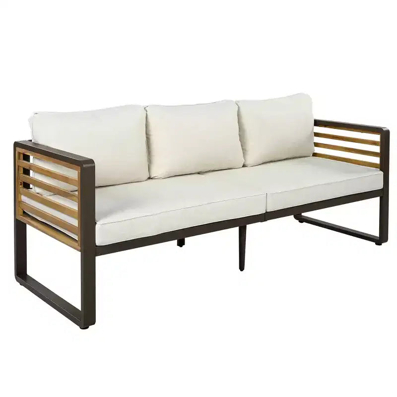 Whisen Outdoor Furniture sofa for 5 Person Conversation Set, Garden Sofa Set With Removable Cushion