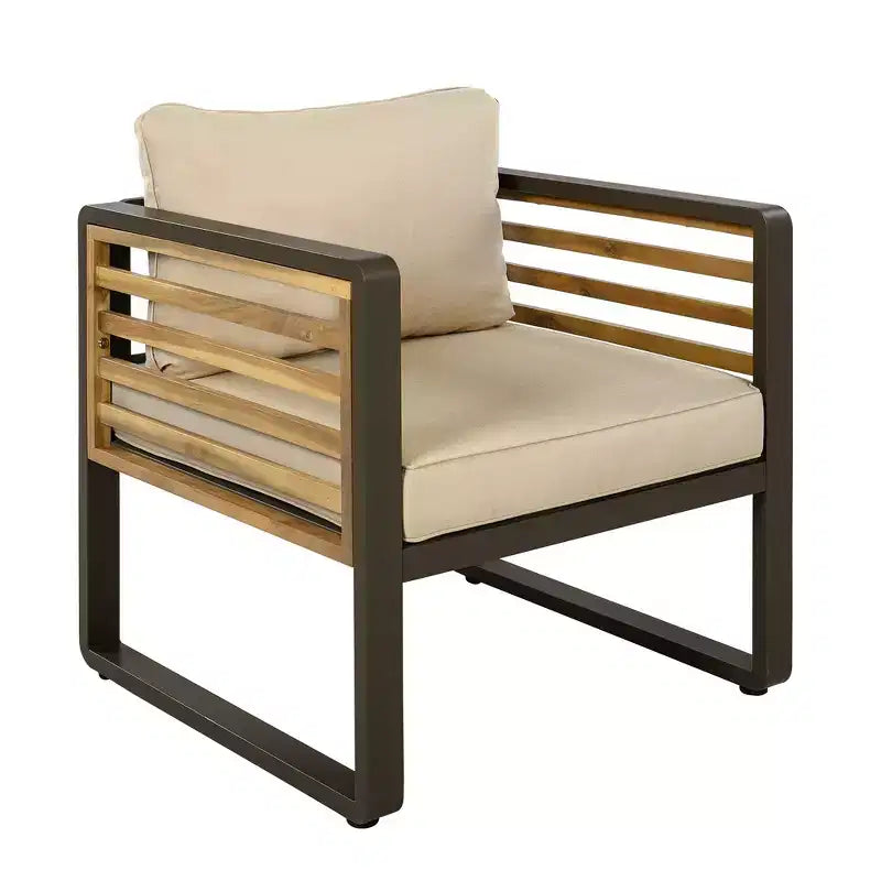 Whisen Outdoor Furniture sofa for 5 Person Conversation Set, Garden Sofa Set With Removable Cushion