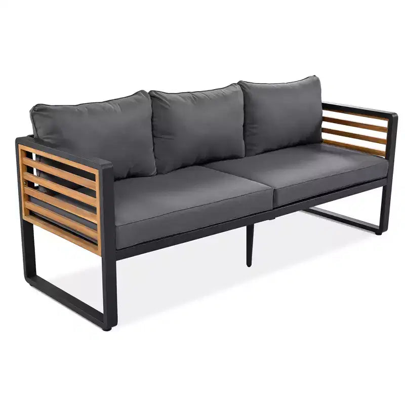 Whisen Outdoor Furniture sofa for 5 Person Conversation Set, Garden Sofa Set With Removable Cushion