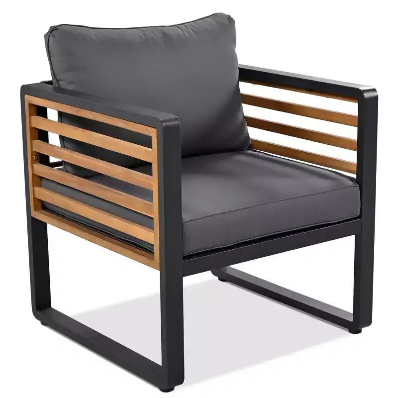 Whisen Outdoor Furniture sofa for 5 Person Conversation Set, Garden Sofa Set With Removable Cushion