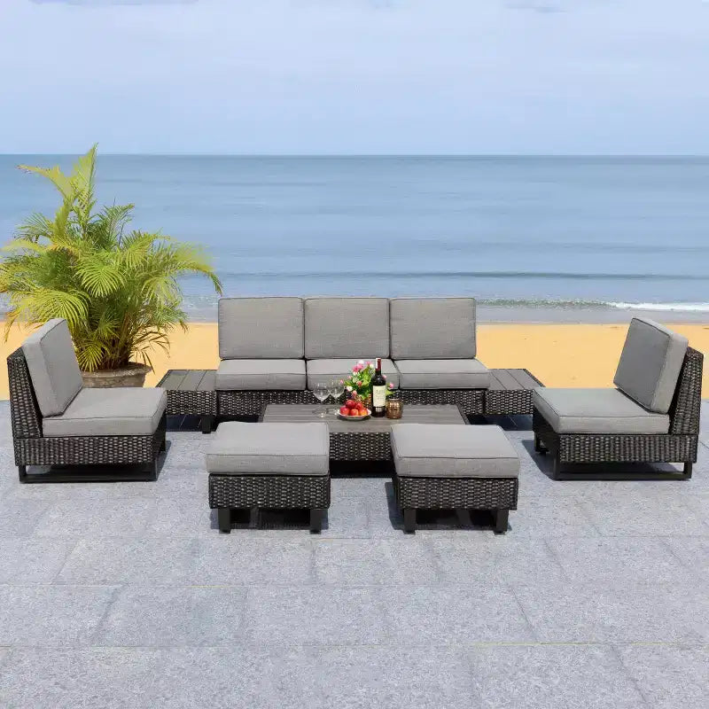 Dumont 6 Piece Living Set - Indoor/Outdoor - PAT7732 - Grey/Grey - Safavieh