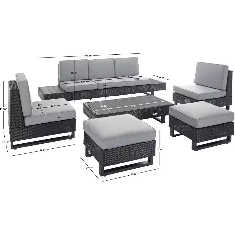 Dumont 6 Piece Living Set - Indoor/Outdoor - PAT7732 - Grey/Grey - Safavieh