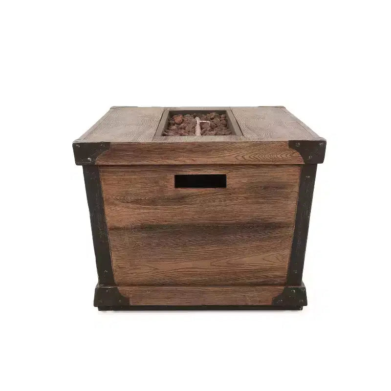 Christopher Knight Home Outdoor Aluminum 4 Seater Chat Set with Fire Pit, Gray/Brown