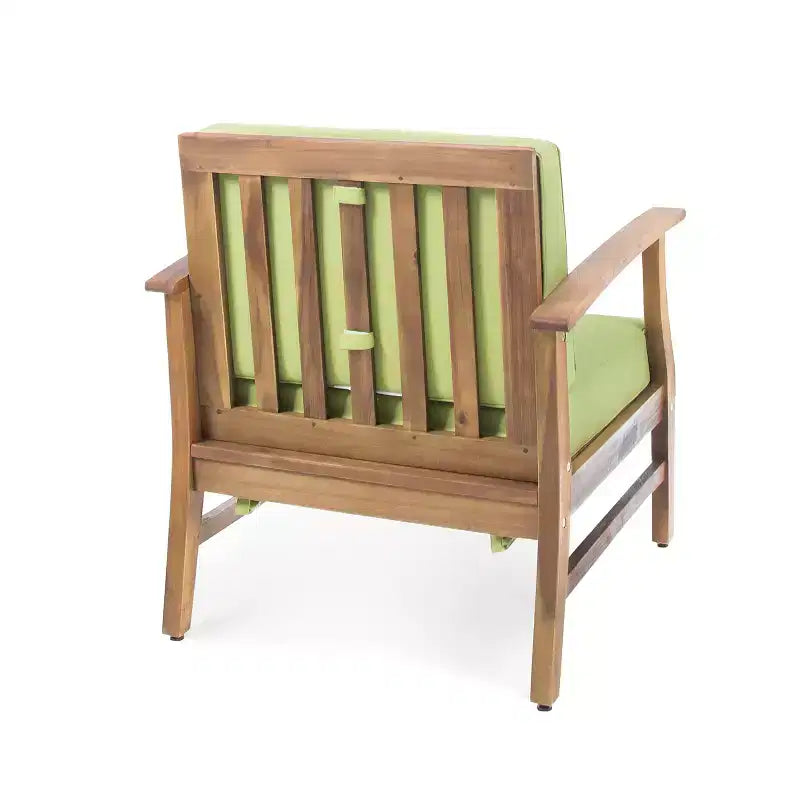 Christopher Knight Home Havana Outdoor Acacia Wood 5 Piece Club Chair and Fire Pit Set with Cushions