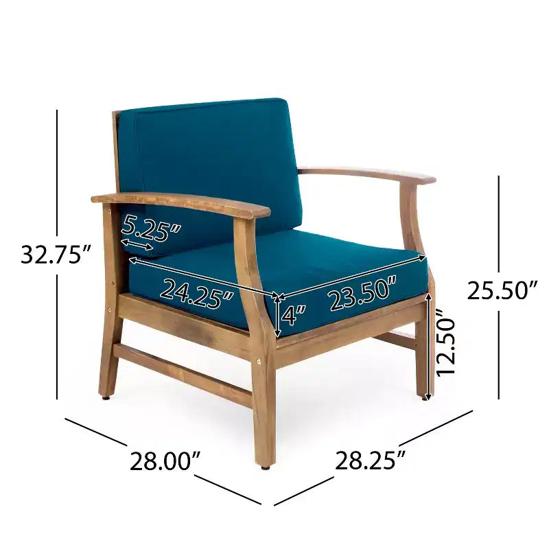Christopher Knight Home Havana Outdoor Acacia Wood 5 Piece Club Chair and Fire Pit Set with Cushions