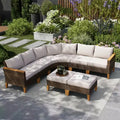 Captiva Designs 8pc Outdoor Wicker Rattan Patio Half-Moon Curved Sectional Sofa Set with Cushioned Ottoman