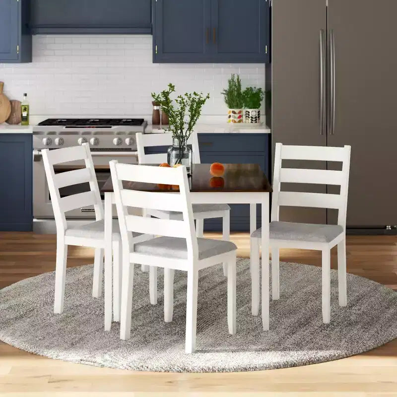 DHP Reila 5-Piece Wood Dining Room Tablex, White/Walnut
