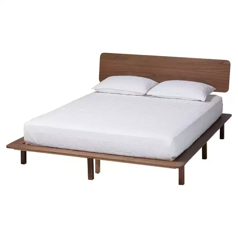Ensemble de chambre à coucher 4 pièces Baxton Studio Alyssa style japandi en bois de noyer brun