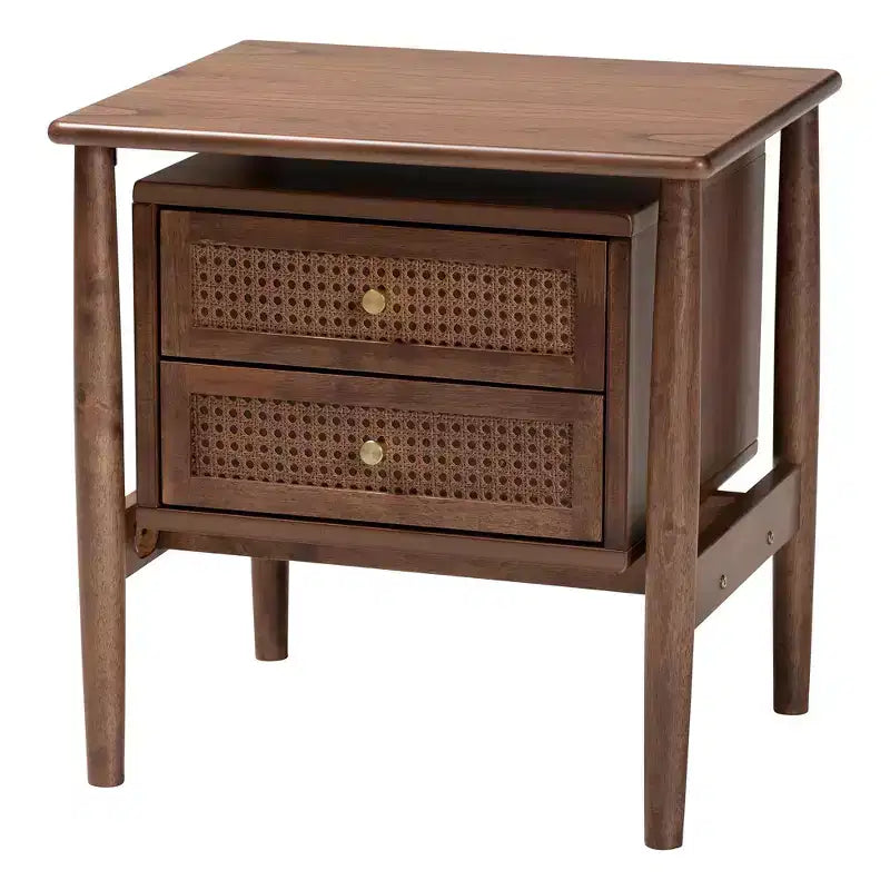 Ensemble de chambre à coucher 4 pièces Baxton Studio Alyssa style japandi en bois de noyer brun