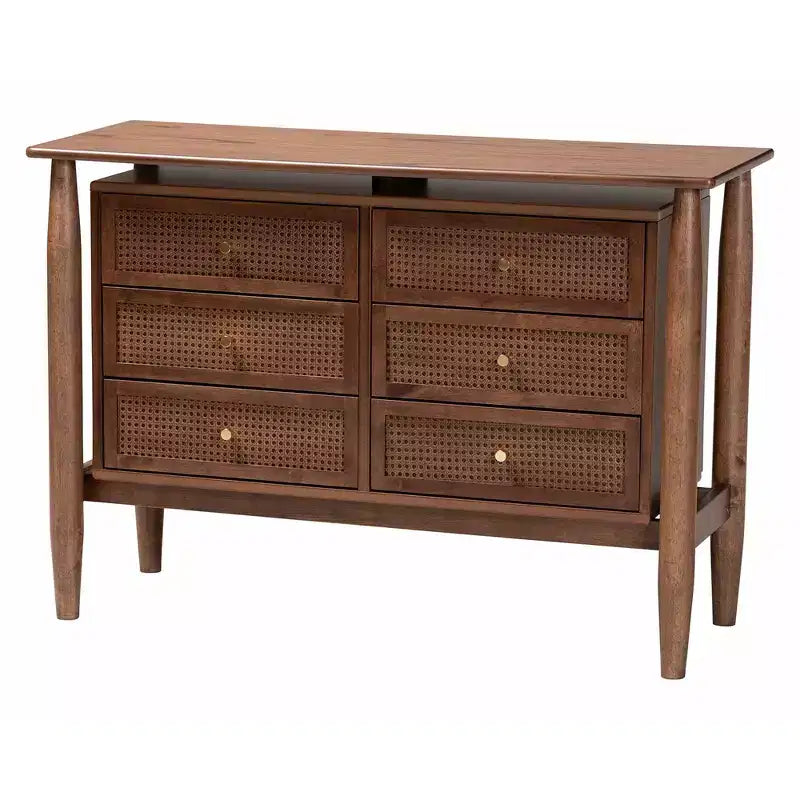 Ensemble de chambre à coucher 4 pièces Baxton Studio Alyssa style japandi en bois de noyer brun