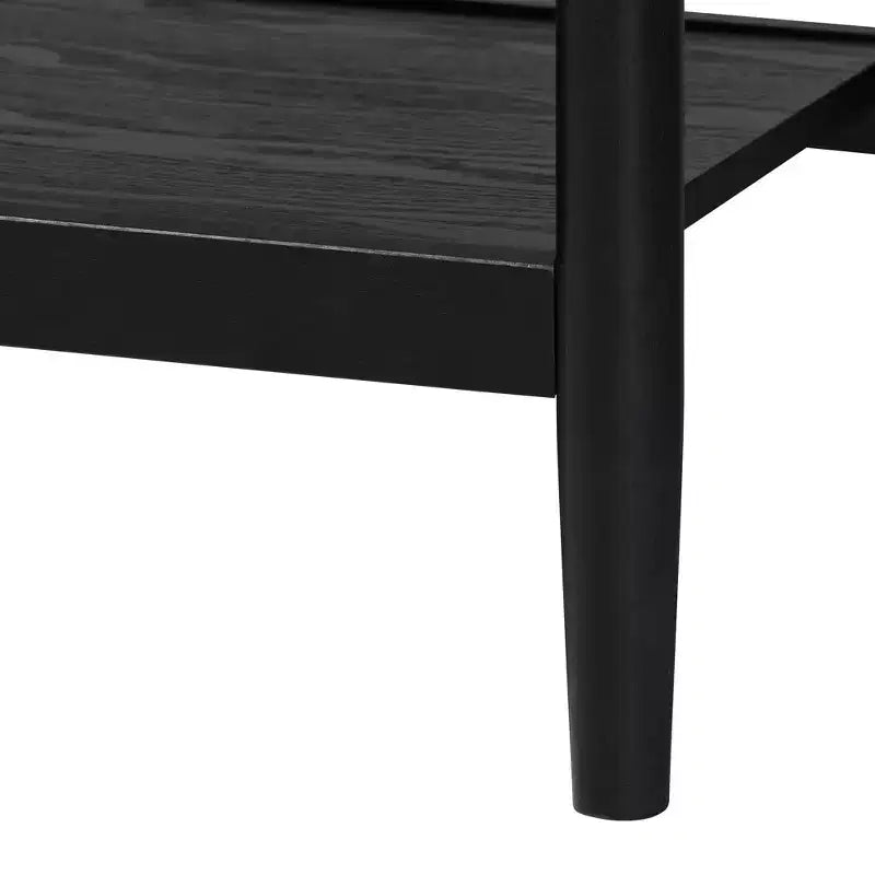 Baxton Studio Florica Art Deco Black Wood Queen 4-Piece Bedroom Set with Two Nightstands