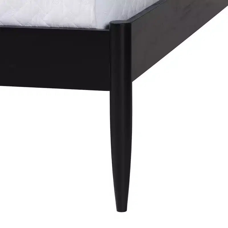 Baxton Studio Florica Art Deco Black Wood Queen 4-Piece Bedroom Set with Two Nightstands
