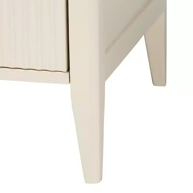 Baxton Studio Primrose Mid-Century Ivory Fluted Wood 4-Piece Bedroom Set