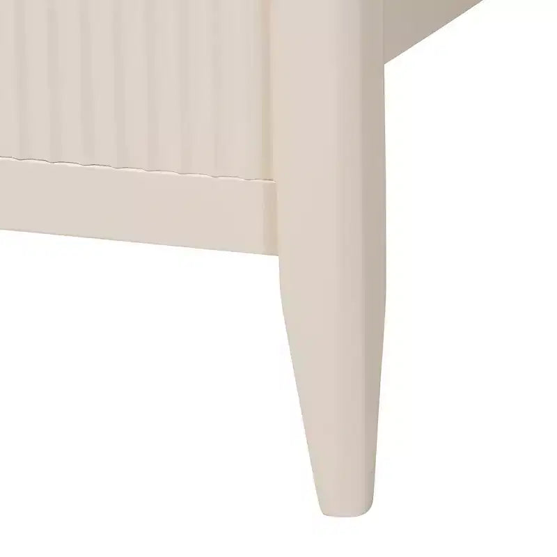 Baxton Studio Primrose Mid-Century Ivory Fluted Wood 4-Piece Bedroom Set