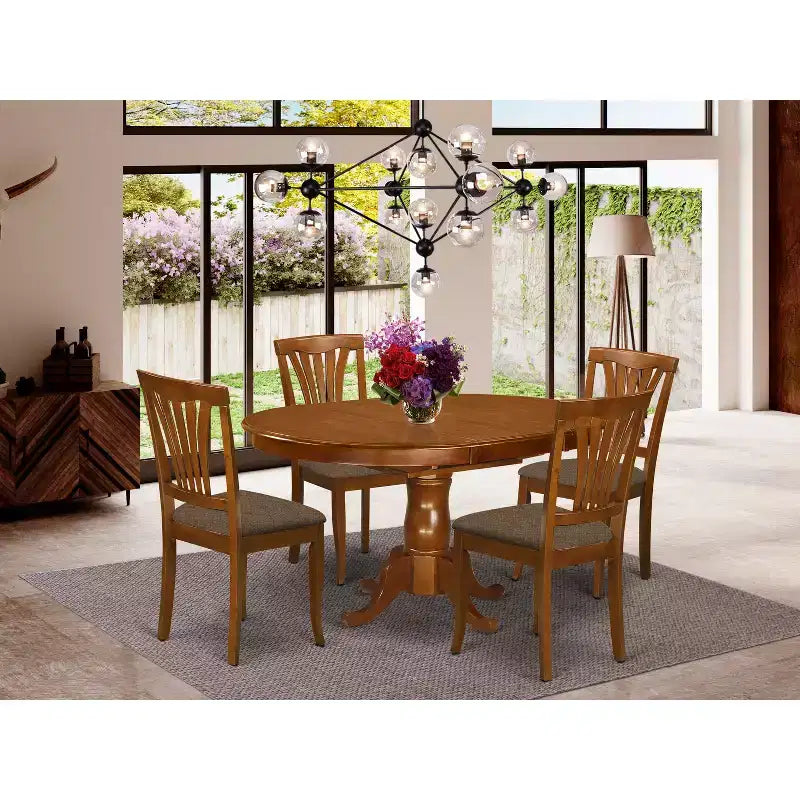 Asian Hardwood Kitchen Dinette Table And Dining Chairs Set Saddle Brown Espresso