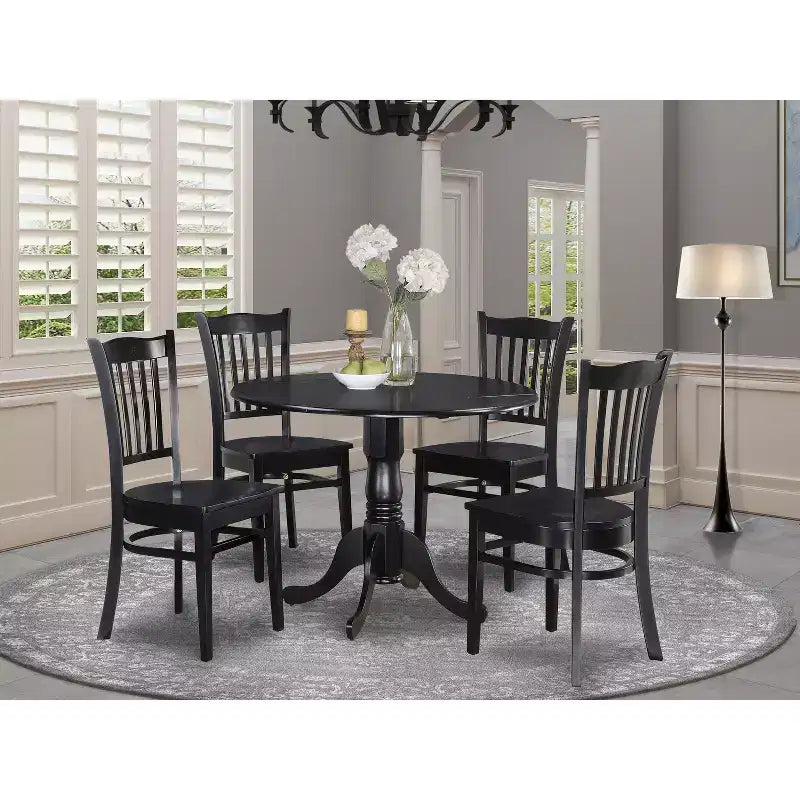 HomeStock Dropleaf Kitchen Table Set Round Dining Table With 4 Chairs