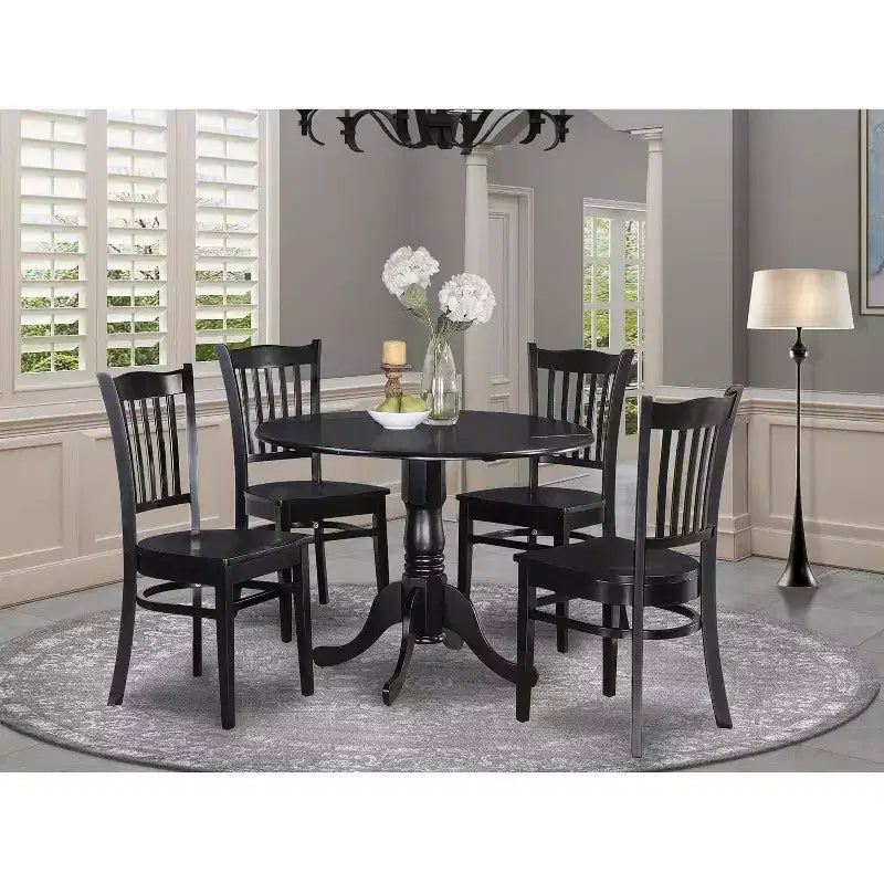 HomeStock Table de cuisine pliante ronde avec 4 chaises