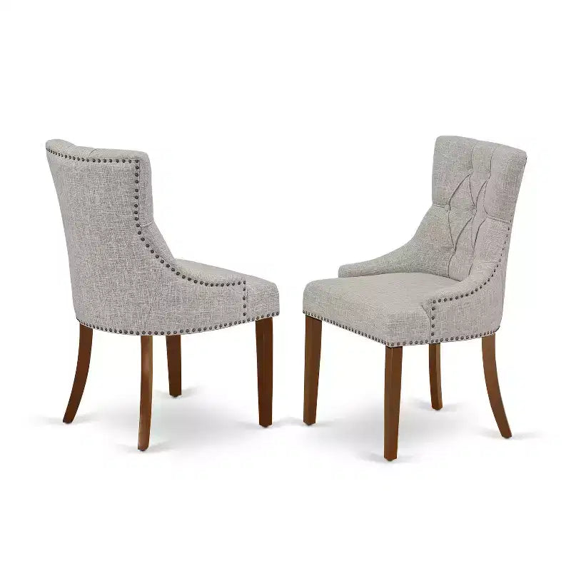 Ensemble Table et Chaises de Cuisine 3 Pièces HomeStock Style Parsons Tissu Lin Acajou