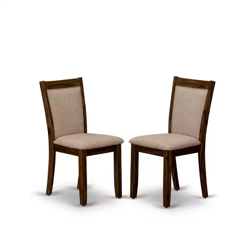 HomeStock 5 Piece Round Kitchen Table Set Linen Chairs Walnut Finish
