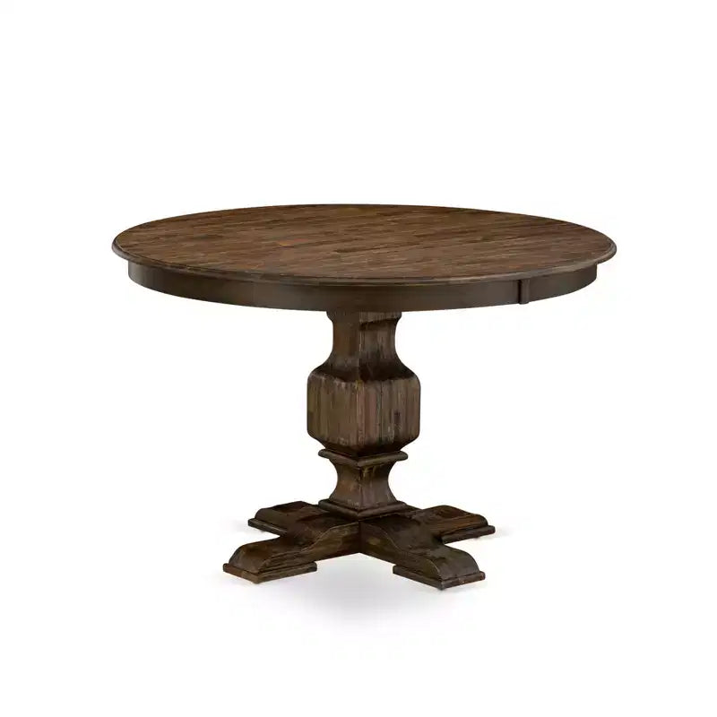 Round Dining Table Set With 6 Chairs Linen Fabric Parsons Style Dining Set