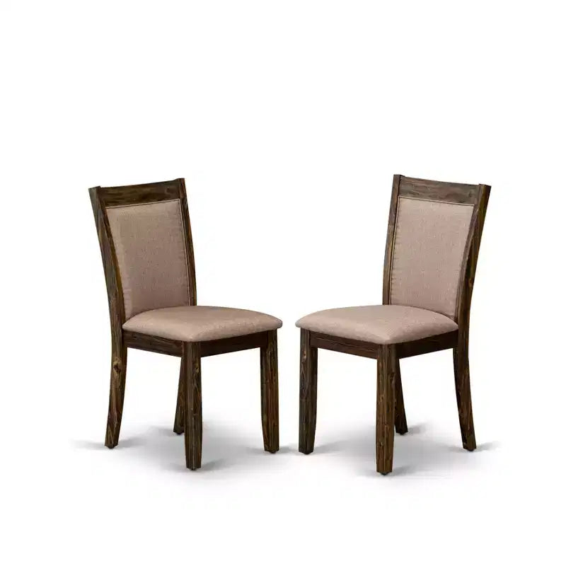 Round Dining Table Set With 6 Chairs Linen Fabric Parsons Style Dining Set