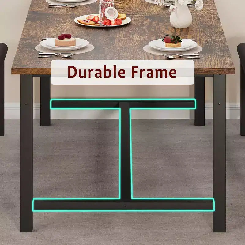 Ensemble de table à manger pour 4-6 personnes, grande table de cuisine en bois extensible pour 6 personnes, ensemble de table de cuisine rectangulaire avec 2 bancs rembourrés