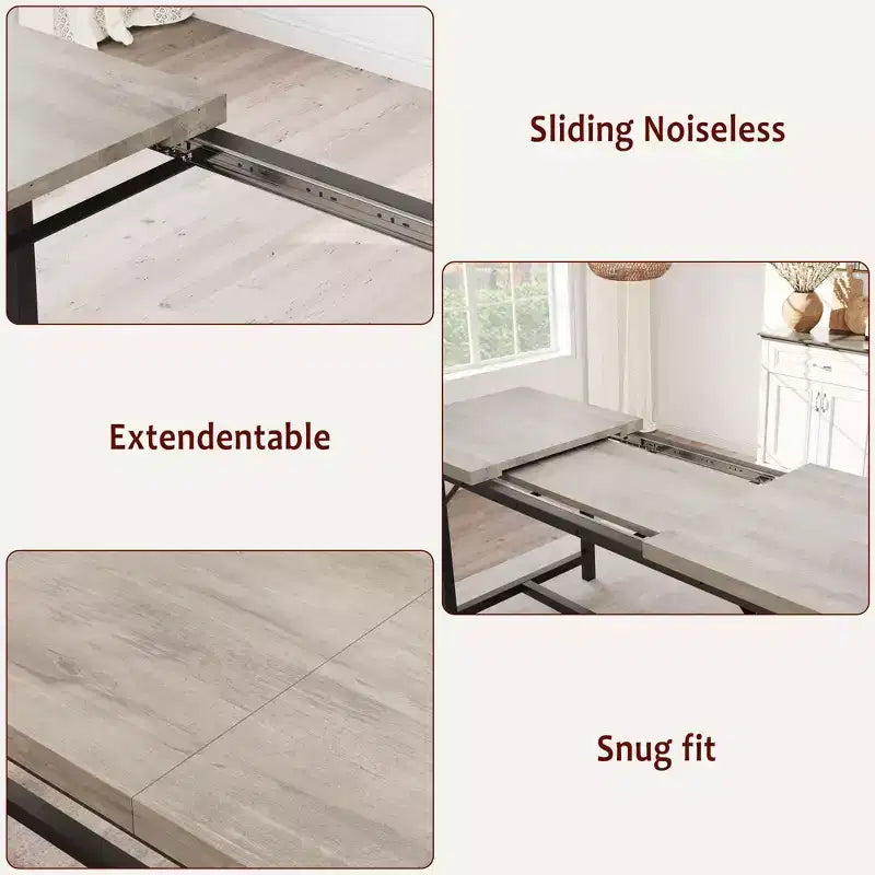 Ensemble de table à manger pour 4-6 personnes, grande table de cuisine en bois extensible pour 6 personnes, ensemble de table de cuisine rectangulaire avec 2 bancs rembourrés