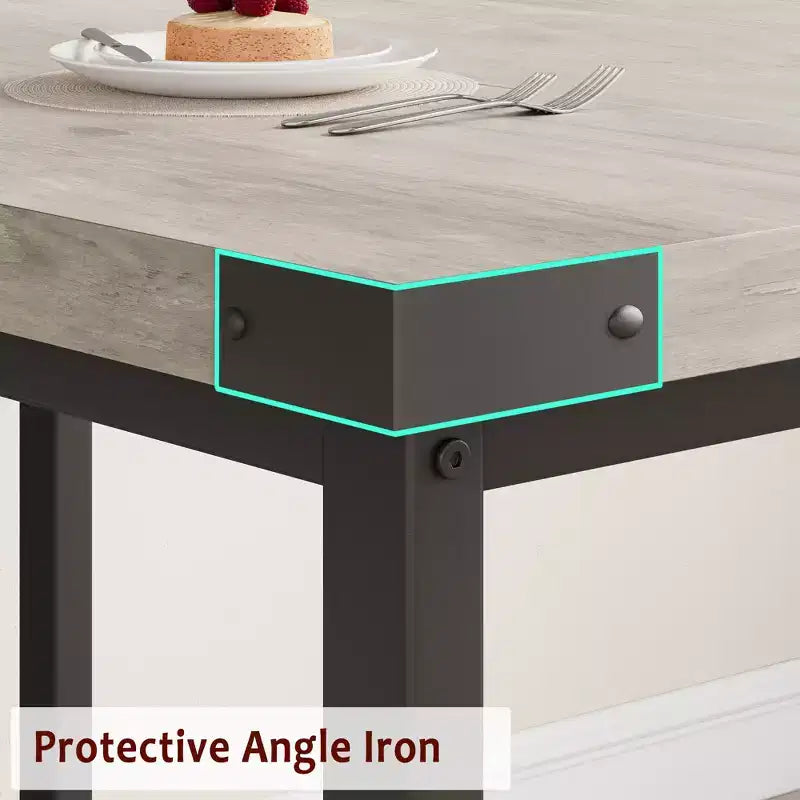 Ensemble de table à manger pour 4-6 personnes, grande table de cuisine en bois extensible pour 6 personnes, ensemble de table de cuisine rectangulaire avec 2 bancs rembourrés