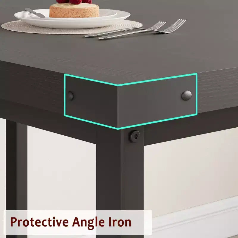 Ensemble de table à manger pour 4-6 personnes, grande table de cuisine en bois extensible pour 6 personnes, ensemble de table de cuisine rectangulaire avec 2 bancs rembourrés