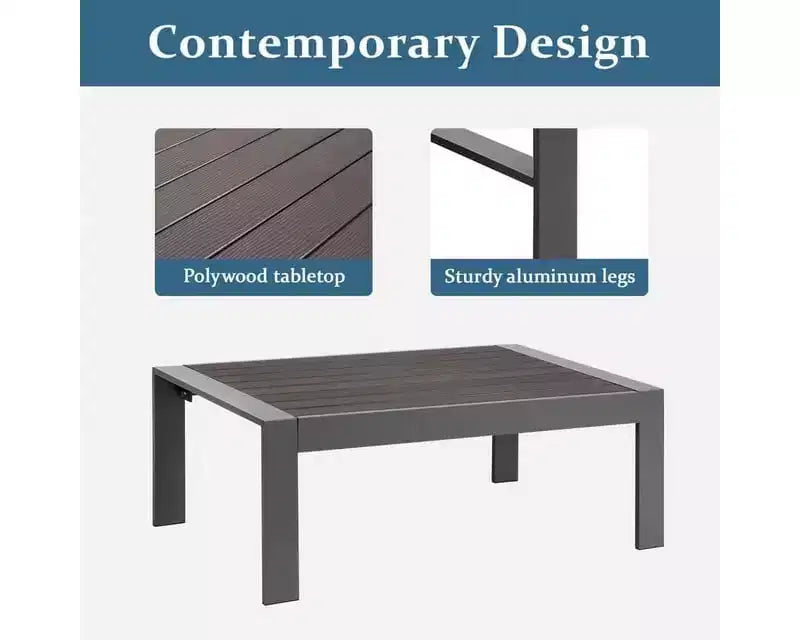 Heynemo 4-Seat Outdoor Patio Aluminum Furniture Sets Sectional Sofa Sets With Cushions, Modern Outside Couch Chairs Sets For Porch & Garden