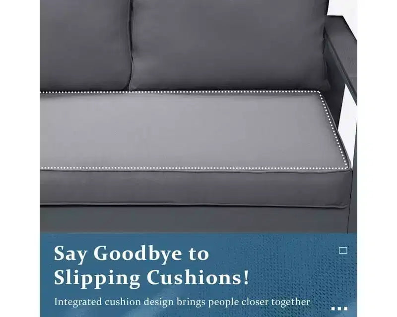 Heynemo 4-Seat Outdoor Patio Aluminum Furniture Sets Sectional Sofa Sets With Cushions, Modern Outside Couch Chairs Sets For Porch & Garden