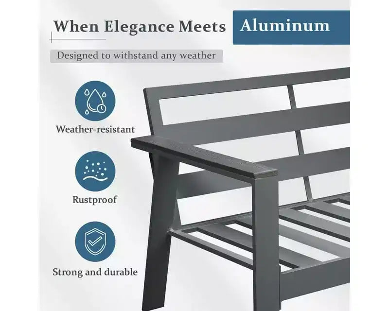 Heynemo 4-Seat Outdoor Patio Aluminum Furniture Sets Sectional Sofa Sets With Cushions, Modern Outside Couch Chairs Sets For Porch & Garden