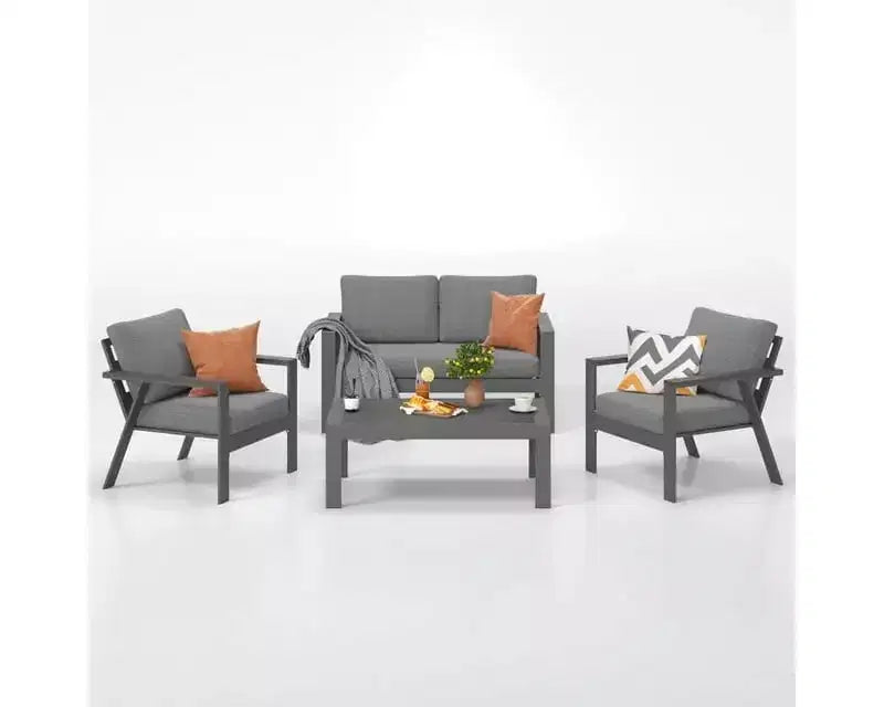Heynemo 4-Seat Outdoor Patio Aluminum Furniture Sets Sectional Sofa Sets With Cushions, Modern Outside Couch Chairs Sets For Porch & Garden