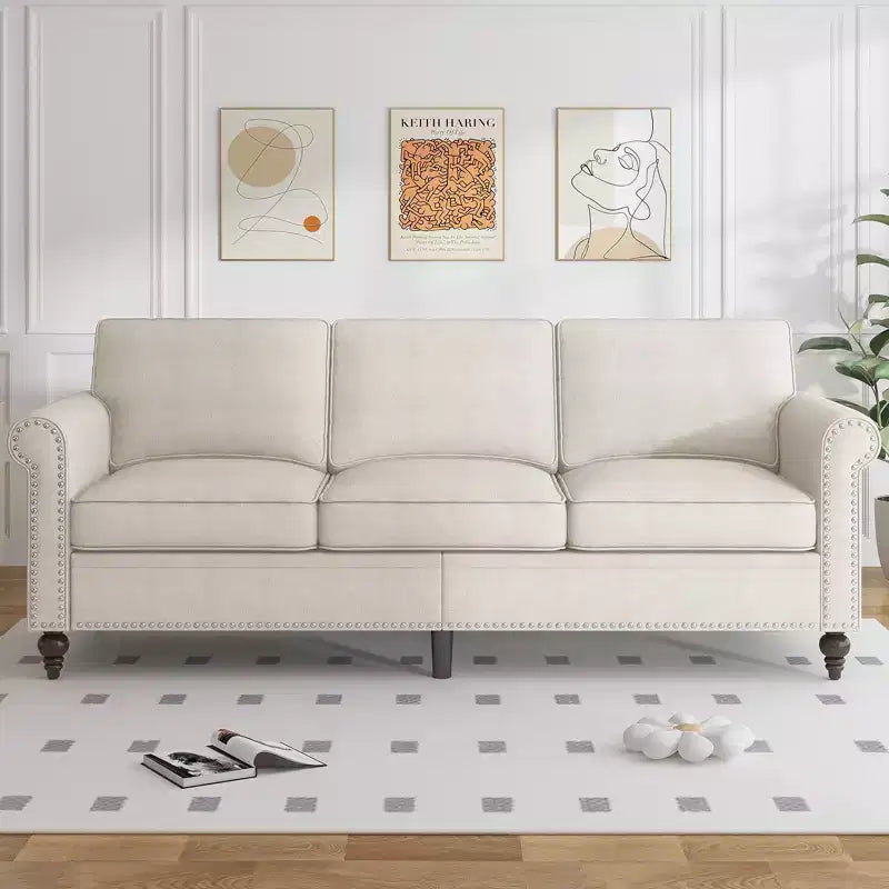 Mjkone 3 Piece Linen Living Room Sofa Set,Modern 3-Seater Sofa Couch&Loveseat Sofa&Single Sofa Armchair Set