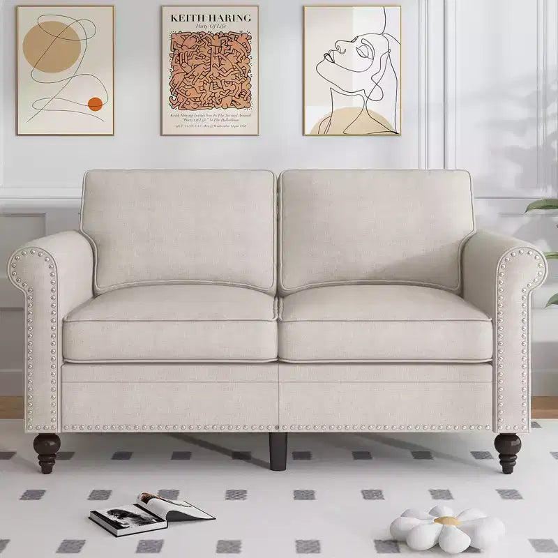 Mjkone 3 Piece Linen Living Room Sofa Set,Modern 3-Seater Sofa Couch&Loveseat Sofa&Single Sofa Armchair Set