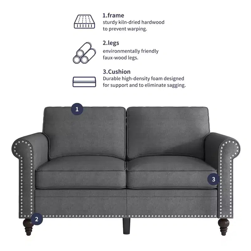 Mjkone 3 Piece Linen Living Room Sofa Set,Modern 3-Seater Sofa Couch&Loveseat Sofa&Single Sofa Armchair Set