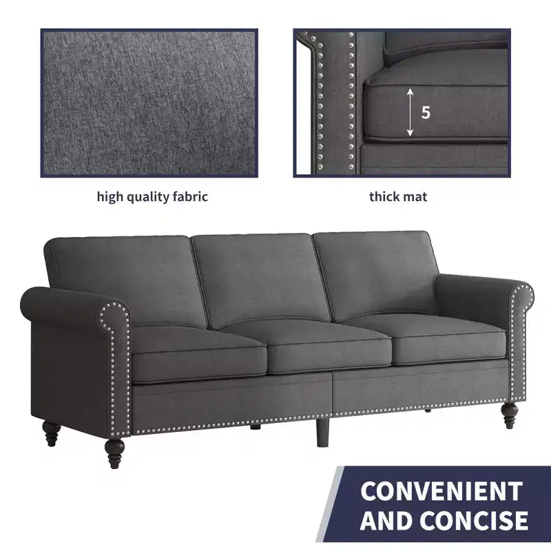 Mjkone 3 Piece Linen Living Room Sofa Set,Modern 3-Seater Sofa Couch&Loveseat Sofa&Single Sofa Armchair Set