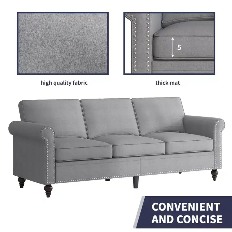 Mjkone 3 Piece Linen Living Room Sofa Set,Modern 3-Seater Sofa Couch&Loveseat Sofa&Single Sofa Armchair Set