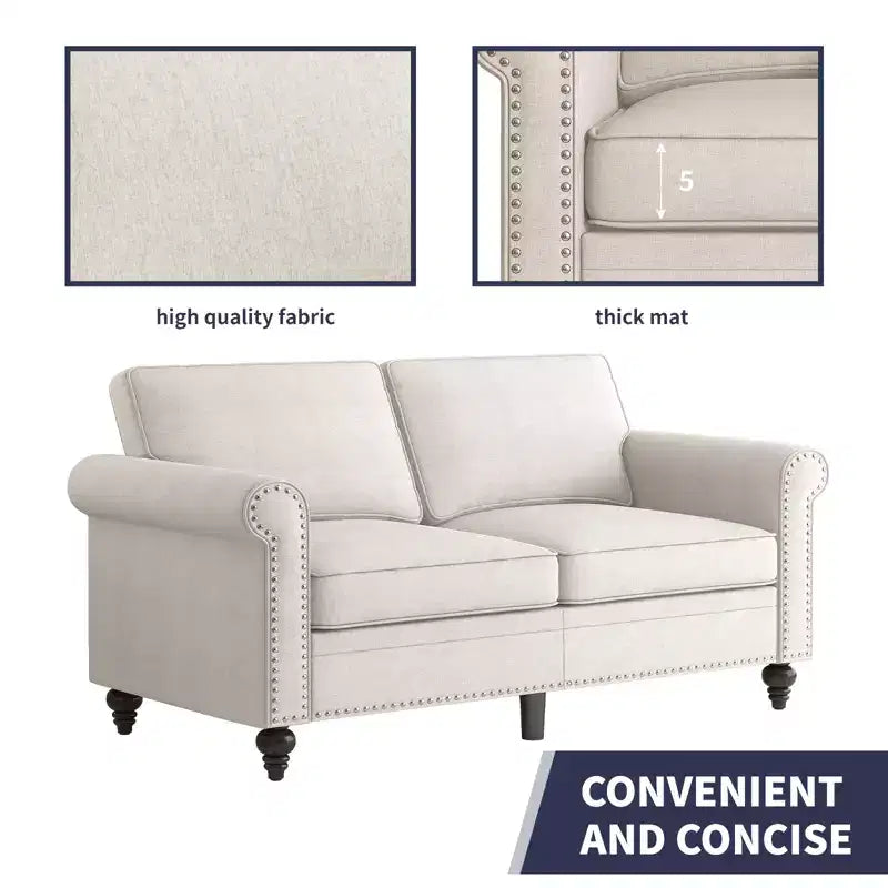 Mjkone 3 Piece Linen Living Room Sofa Set,Modern 3-Seater Sofa Couch&Loveseat Sofa&Single Sofa Armchair Set
