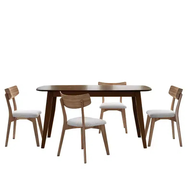 Christopher Knight Home Shania 5 Piece Mid-century Modern Rubberwood Upholstered Dining Set