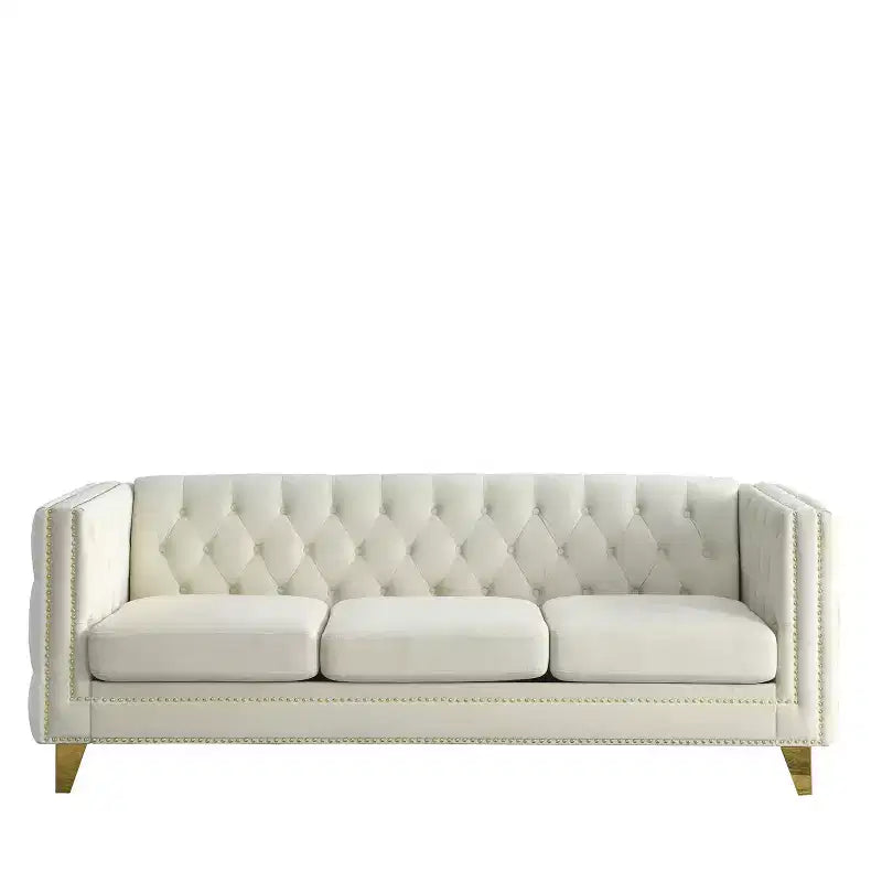 Velvet Upholstered 3-Seater Plus 2-Seater Sofa Set Combination for Elegant Living Spaces