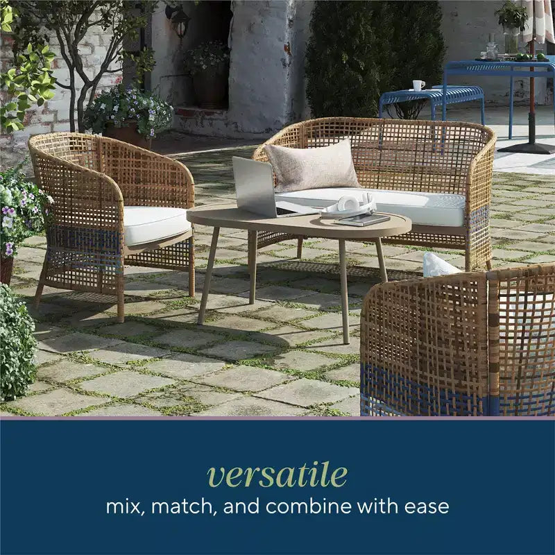 Novogratz Ava 4-Piece Wicker Conversation Set, Tan
