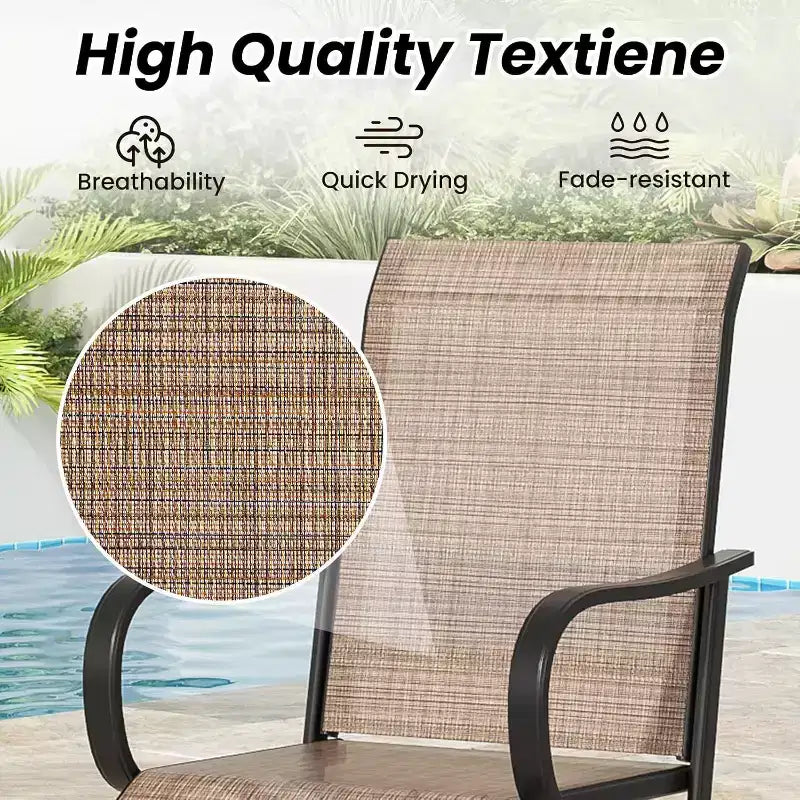 Set of 2 Swivel Outdoor Bar Stools with Textilene Fabric - 360 Rotation, All-Weather Ergonomic Design, Perfect for Balcony and Patio