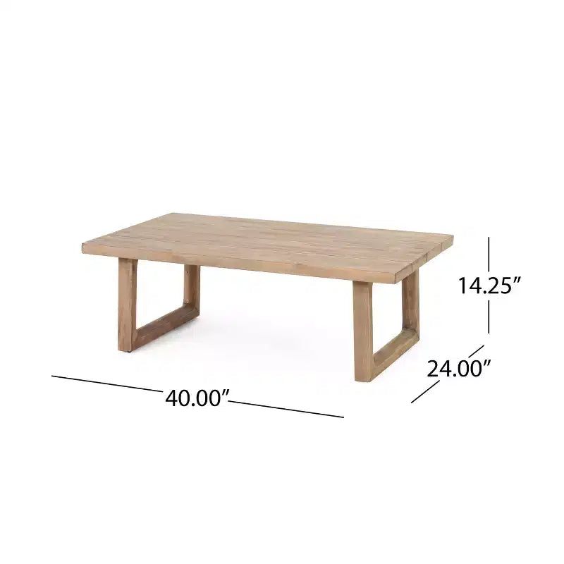 GDFStudio Petteti Outdoor Acacia Wood Loveseat and Coffee Table Set with Cushions, Brown Wash/Beige