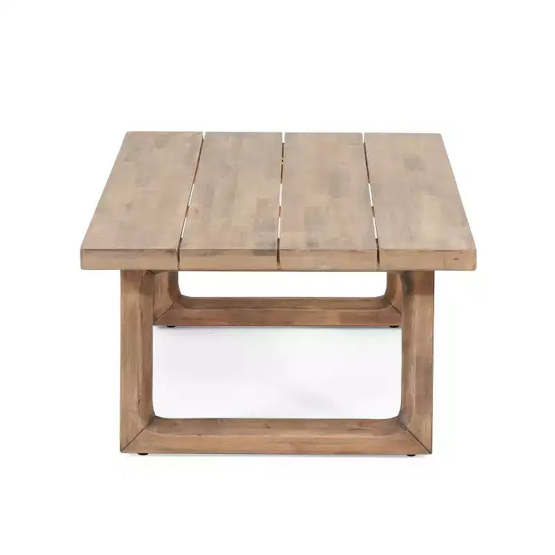 GDFStudio Petteti Outdoor Acacia Wood Loveseat and Coffee Table Set with Cushions, Brown Wash/Beige
