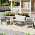 Christopher Knight Home Yan 4 Piece Patio Rope Woven Acacia Wood Seating Set with Water-Resisitant Cushion