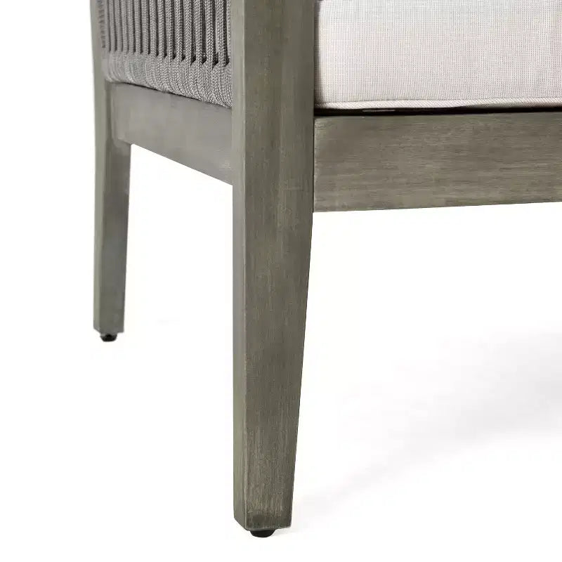 Christopher Knight Home Yan 4 Piece Patio Rope Woven Acacia Wood Seating Set with Water-Resisitant Cushion